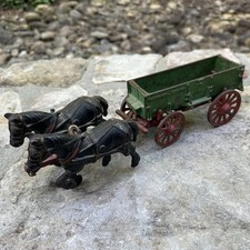 ORIGINAL Antique Arcade Cast Iron McCormick Deering Horse Wagon - Nice