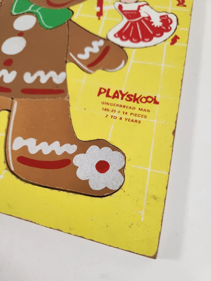 Vintage Playskool Gingerbread Man 185-21 Wood 14 Piece Puzzle Rare 2-6 Years Old - Image 2 of 4