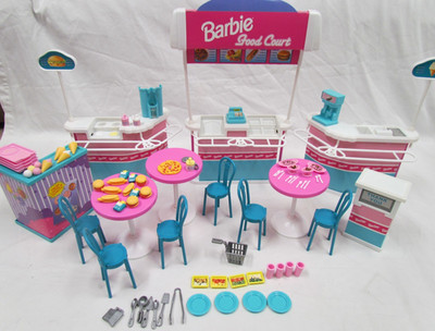Vintage 1990s Barbie So Much to Do Mall Food Court Lot pieces /parts Signs Nice!