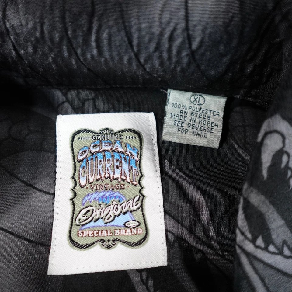 Camisa De Colección Ocean Current Para Hombres XL Negra Campamento Llamas Serpiente Y2K Botón Punk 14214 Foto 2 de 4