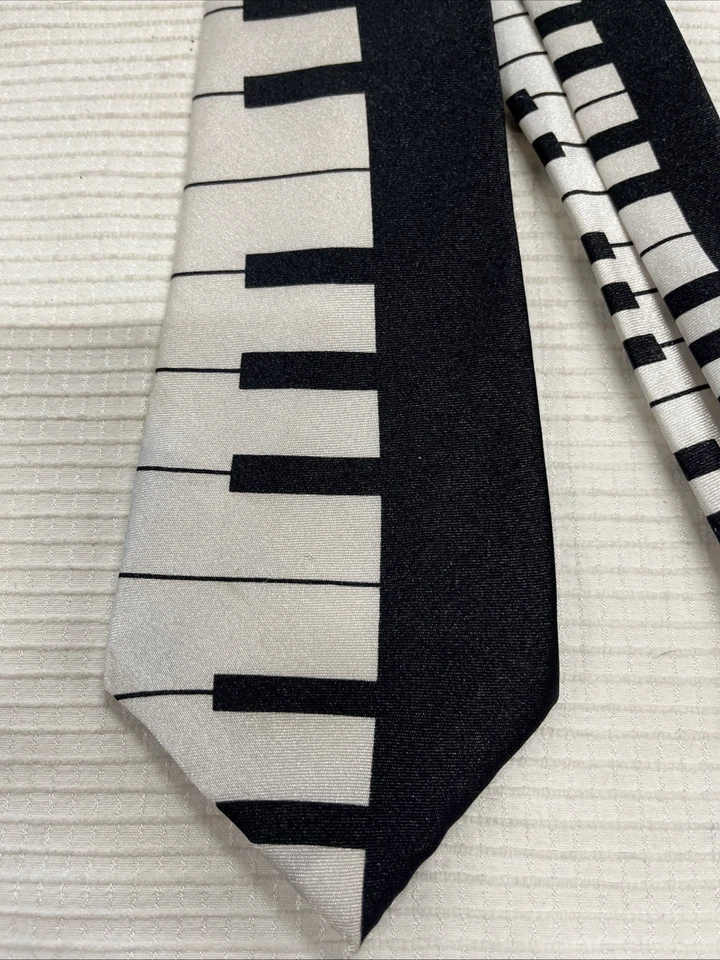 "Corbata para teclado de piano sin marca negra blanca 56""" Foto 2 de 4