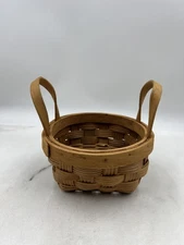 Small Woven Basket Double Handles Square Organizer Storage Craft Display Decor B