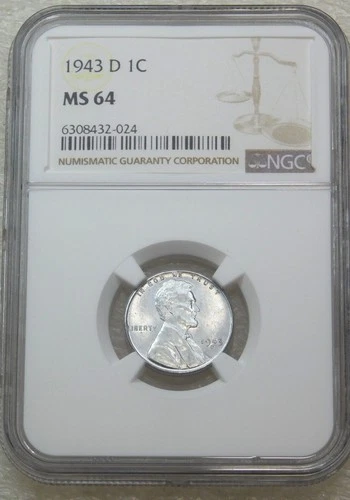 1943-D Lincoln Steel Cent NGC MS64 Very Bright Luster PQ New Holder #C218J