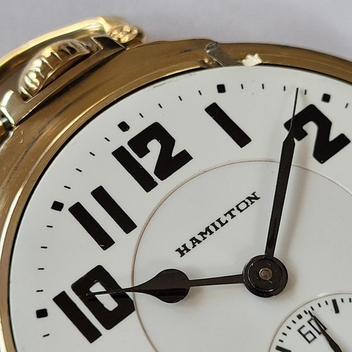 N63 MINTY 1945 21j 992B HAMILTION RAILROAD POCKET WATCH MODEL 11 CASE RUNS A+ ! - Picture 13 of 20