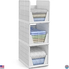Sorbus Stackable Shelf Organizer Baskets - Open Front for Closet, Kitchen & More