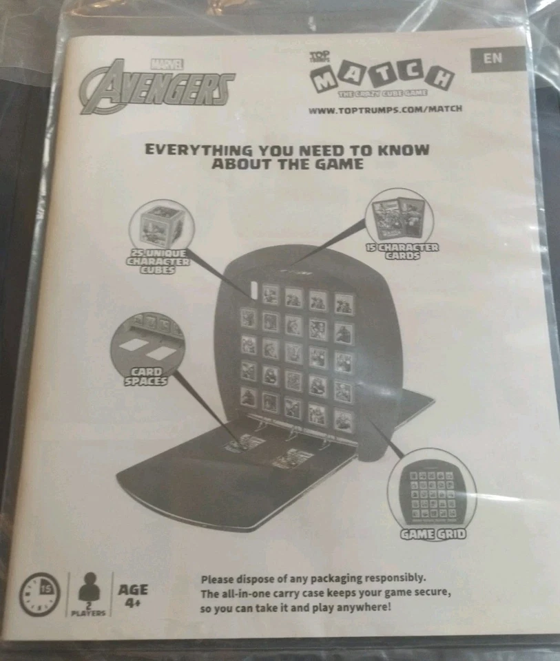 Top Trumps MATCH The Crazy Cube Game MARVEL AVENGERS EDITION 4+ UNUSED - Image 3 of 4