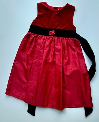 B. T. Kids Red Velvet and Taffeta Girls Dress Sz 6 w Knit Shrug Embroidered 2PC