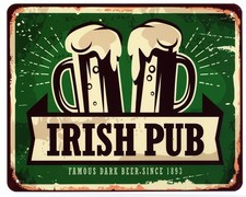 Blechschild Irish Pub Famous Dark Beer Since 1893 Deko Schild Aufschrift 20 x 25