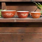 Pyrex Vintage Autumn Harvest Wheat 3 Piece Mixing Bowl Set 403 402 401
