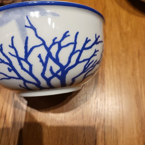 1 FITZ & FLOYD Everyday White COASTAL Blue Starfish Coral Shell Bowl 5 AVAILABLE - Picture 3 of 7