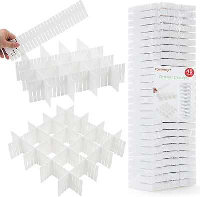40Pcs Drawer Dividers, Adjustable Drawer Organizer for Socks, Underwear, Makeup,