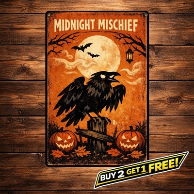 Beware of Black Cats Halloween Wall Decor 8x12 Tin Metal Sign Plaque