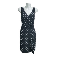 Lauren Ralph Lauren Office Dress Women 12 Black Polka Dot Classic Surplice Neck