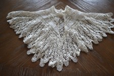 ANTIQUE 19C LACE COLLAR/CAPE/WRAP WEDDING MUSEUM WORTHY HANDMADE