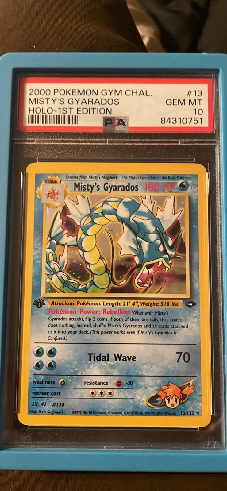 PSA 10 Gem MT Pokemon 2000 Gym Challenge #13 MISTY'S GYARADOS 1st Edition Holo