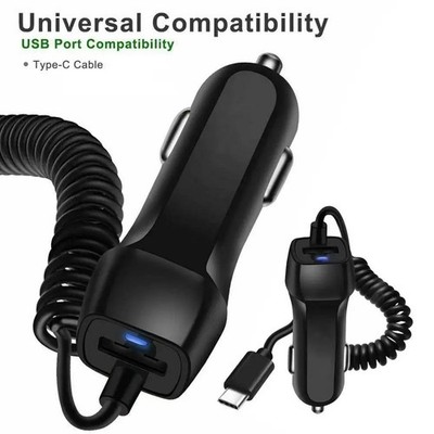 USB Car Charger QC3.0 Fast Charging Adapter with Micro USB Type C Cable