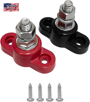 2PCS Car Single Stud Battery Junction Post Block, 12V 5/16'' Heavy-Duty Insulated