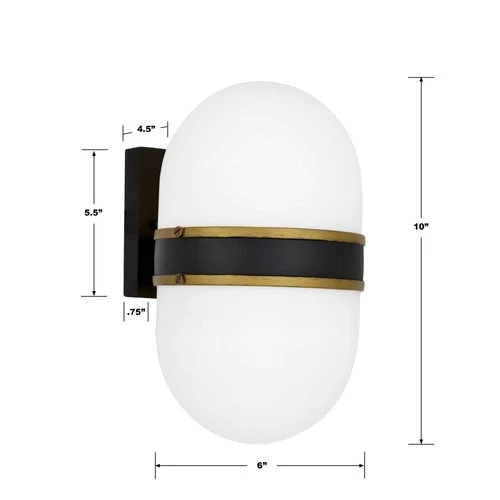 Capsule 10" High Matte Black and Gold Outdoor Wall Light - Picture 8 of 9