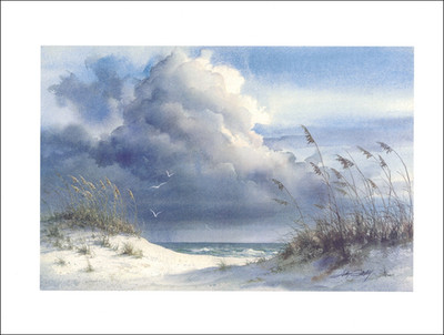 2000 Vintage Print White Sand Beach Sea Oat Gulf Shores Alabama Watercolor Image