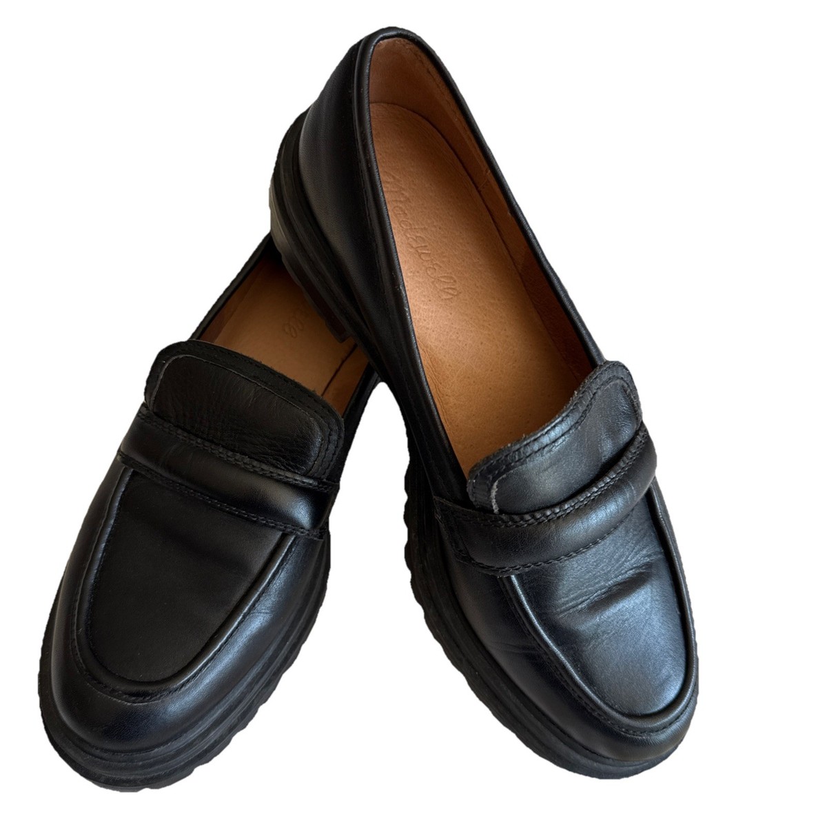 Madewell Bradley Shoes Black Leather Comfort Moc Lug Loafers  display picture 3