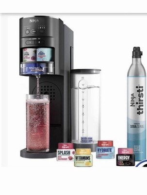 Ninja Thirsti WC1001 Soda Maker Black w/ Bottle CO2 Cylinder