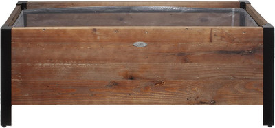 Low-Profile Urban Garden Planter, FSC Wood, 37''x12.6'', Natural Brown