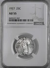 1927-P  25C STANDING LIBERTY SILVER QUARTER  NGC AU55  #8405237-047