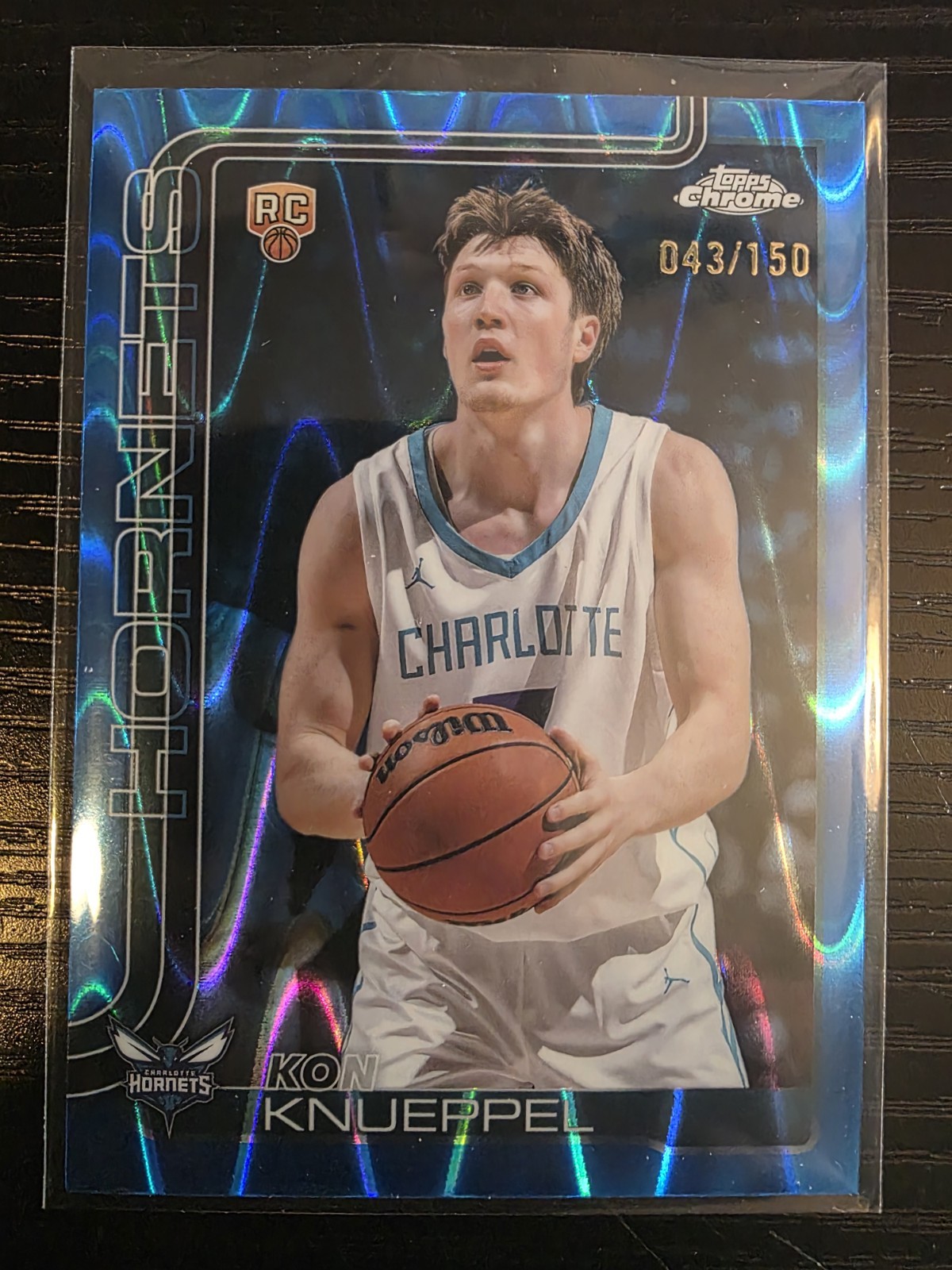 Kon Knueppel Rookie Blue RayWave Refractor #254 2025-26 Topps Chrome RC 43/150