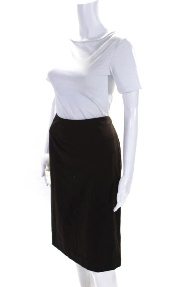 Rafaella женщин раздельный кромки с подкладкой колена длина прямой карандаш юбка коричневый размер 8 - Изображение 2 из 4