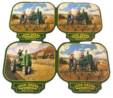John Deere Set Of 4 Drink Coasters Model A & Model B Tractors Cork Backed