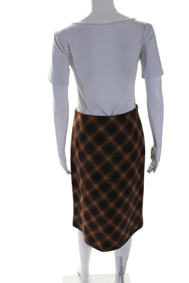 KORS Michael Kors Womens Wool Zip Lined Plaid Knit Pencil Skirt Brown Size 6 - Image 3 of 4