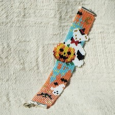 Hand Woven Beaded Bracelet Halloween Gift Handmade Hand Chain Pumpkin Bat Ghost