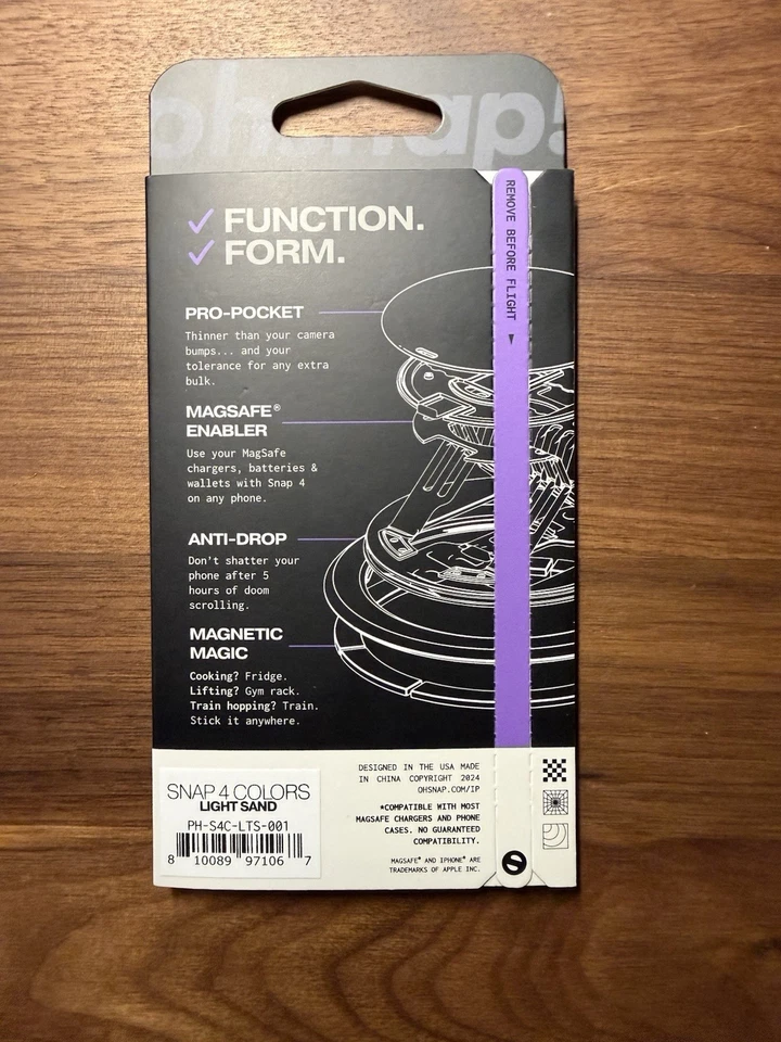 OhSnap Snap 4 Colors Magnetic Grip Stand for MagSafe iPhone Android - Light Sand - Image 3 of 3