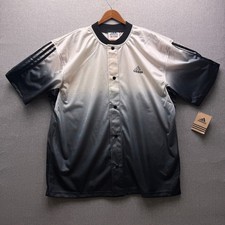 NWT Vtg Adidas Button Up Jersey Mens M Smoke Faded Soccer Futbol 3 Stripe 90s SS