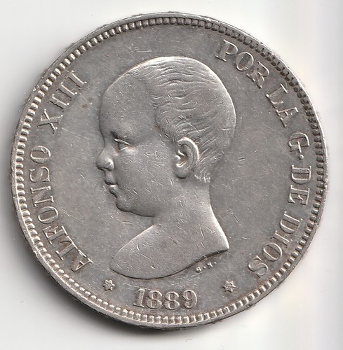 5 PESETAS 1889 *18*89 MPM ALFONSO XIII PLATA SILVER COIN ESPAÑA SPAIN