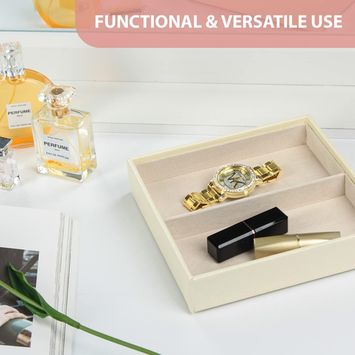 Leather Valet Tray, Catchall Storage Women Vanity Nightstand Tray for Keys, Phon - Picture 2 of 7
