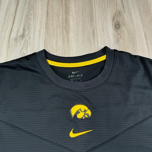 Felpa Nike Iowa Hawkeyes uomo L nera girocollo maglia waffle logo NCAA - Foto 5 di 12