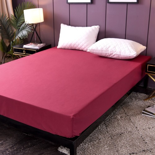 Waterproof Solid Color Fitted Sheet Set Single Double Queen King Bed Protector - Picture 24 of 53