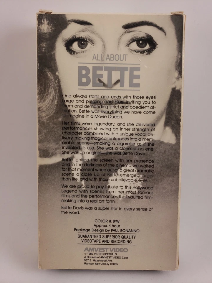 All About Bette VHS 1989 Video Specials Bette Davis - Imagem 2 de 4