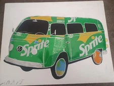 VOLKSWAGEN BETTLE VAN WITH WALL CANVAS PICTURE WITHOUT FRAME