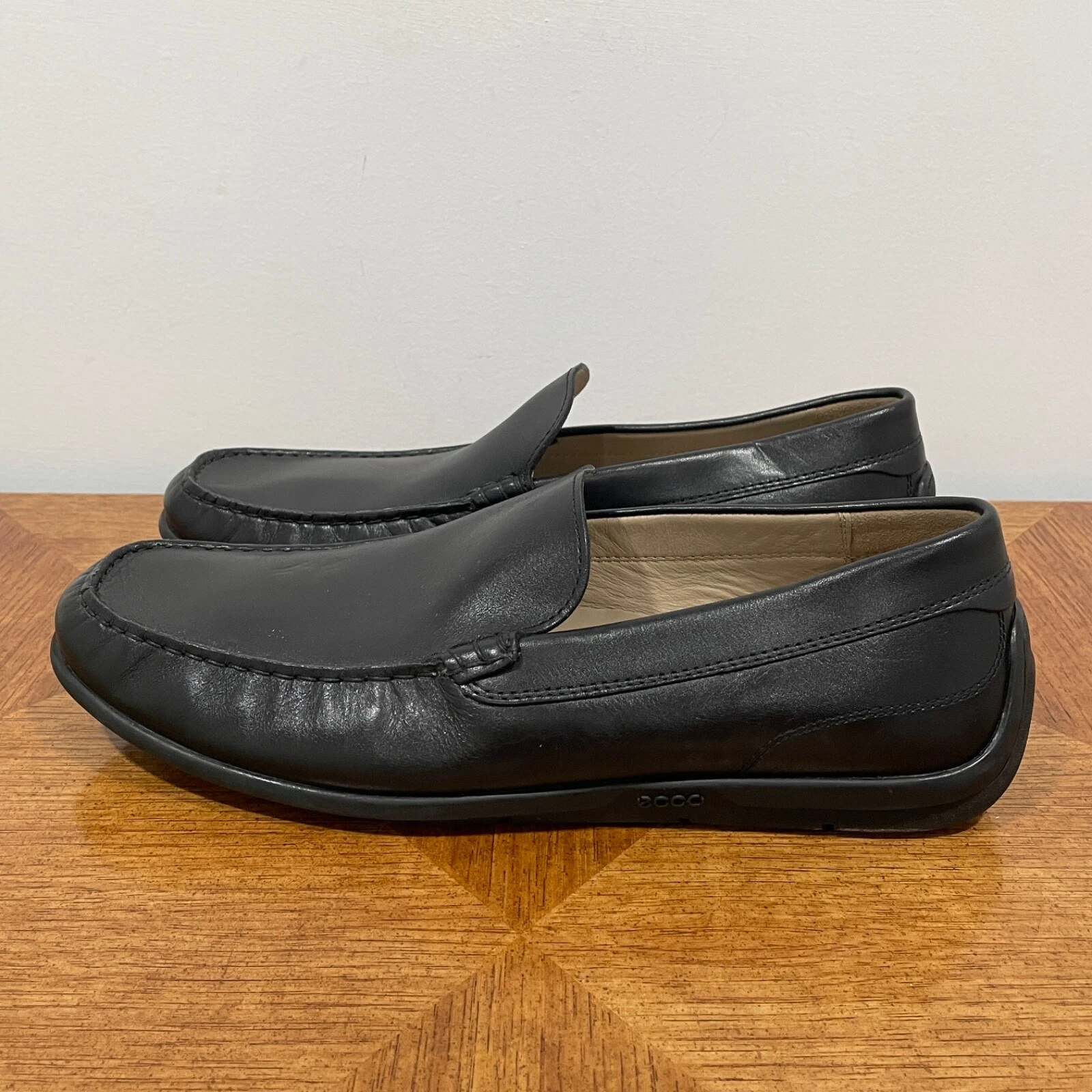 Mocassini ECCO Classic Moc 2 uomo 10 44 nero pelle morbida punta quadrata scarpe