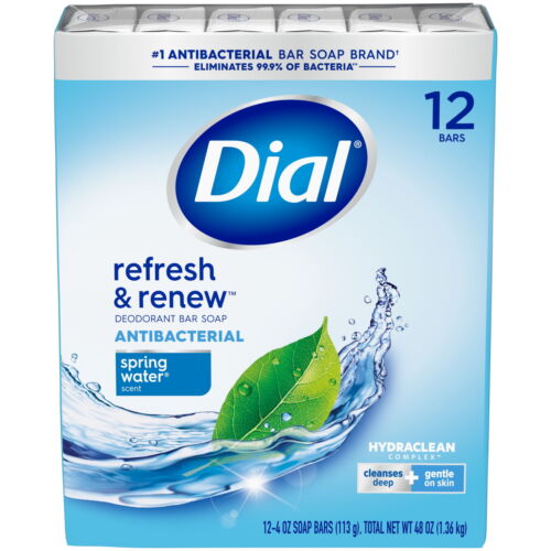 Antibacterial Bar Soap, Refresh & Renew, Spring Water, 4 oz, 12 Bars