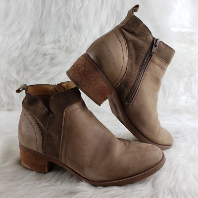 KORKS Brown Suede Leather Slip On Ankle Booties Boots Shoes Womens