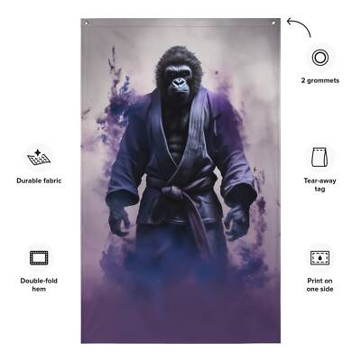 Bannière Vinyl Jiu Jitsu - Déco Murale Motivation - Art Gym à Domicile - Damdekoli