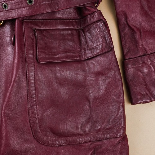 Vintage Dimitri of Italy Custom Tailor Men's Red / Burgundy Long Leather Coat - Picture 11 of 24