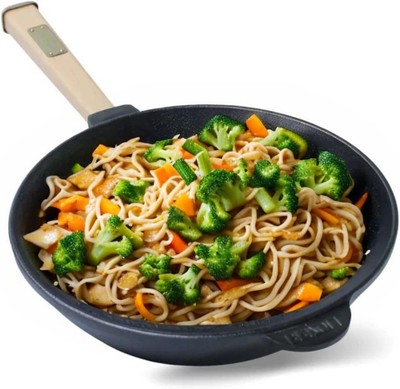 Gusseisen Wok Pfanne 24-26 cm BRIZOLL Wokpfanne Asia Gusseisenpfanne Cast Iron