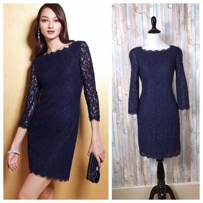 adrianna papell navy lace dress