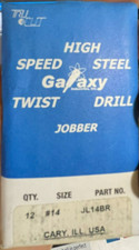 12, #14 bits Tri Cut High Speed Steel Galaxy Twist Drill, Jobber Made in USA