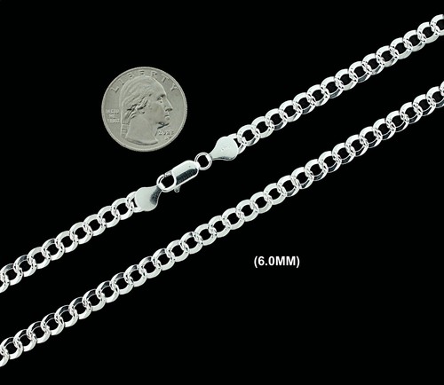 SOLID 925 Sterling Silver DIAMOND CUT Curb Cuban Link Bracelet 2.5MM-10MM ITALY - Picture 7 of 13