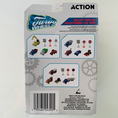 Set of 4 Turbo Wheels Mini Construction Cars with Road Signs - Picture 2 of 3